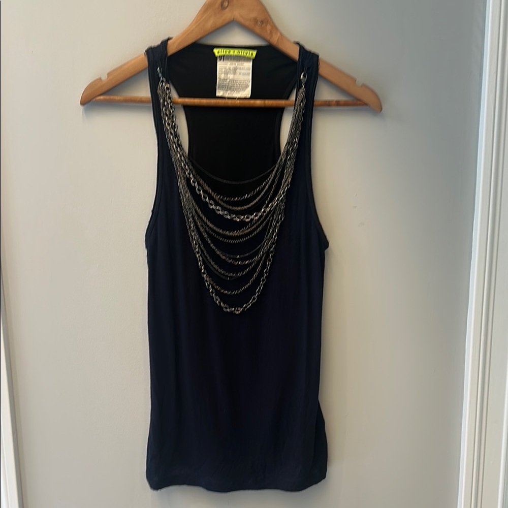 Alice + Olivia Black Embellished Tank Top